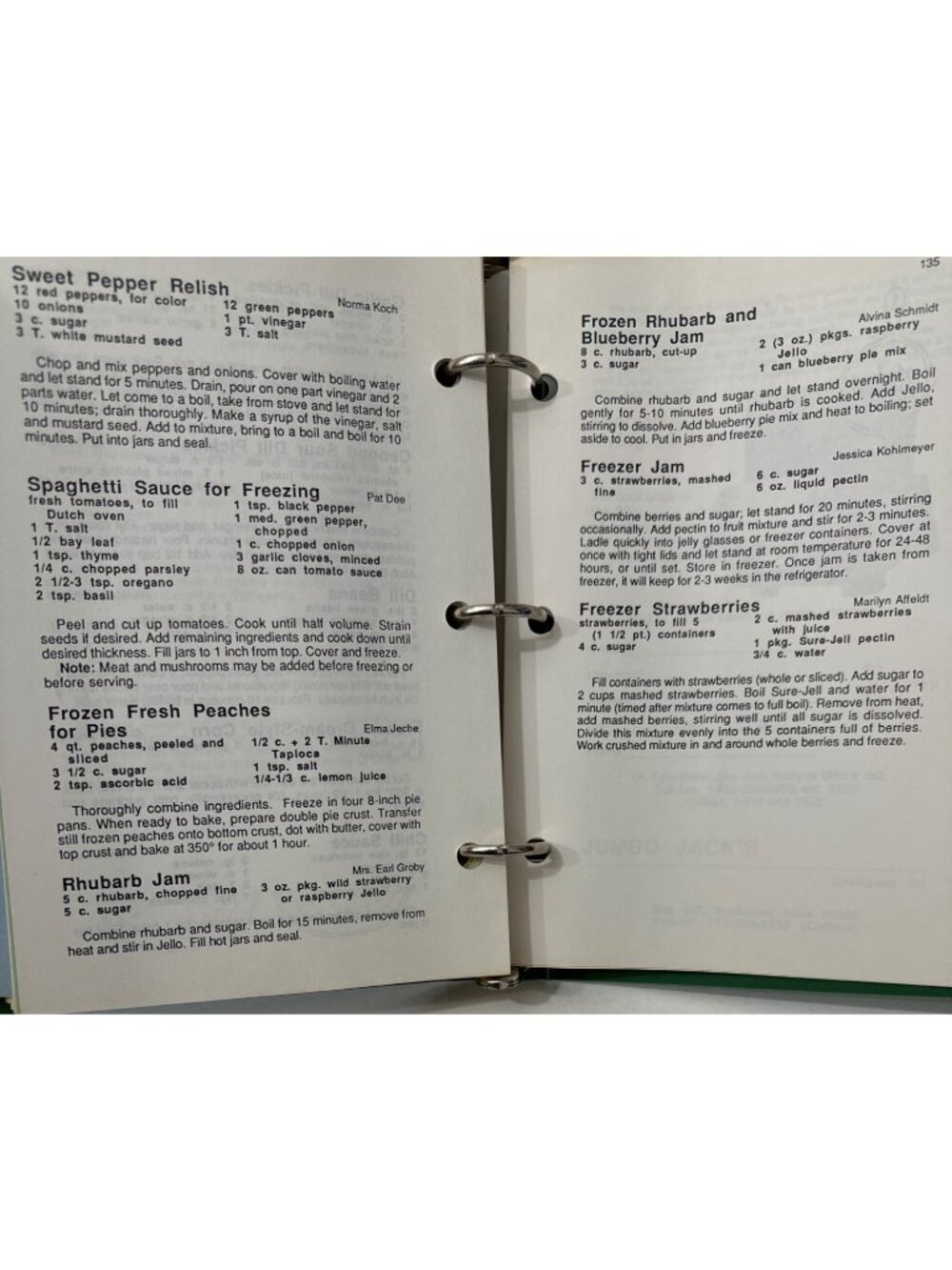 Immanuel Lutheran Church Cookbook 1987 Vtg Recipe Collection Ring Bound Canning - Picture 10 of 16